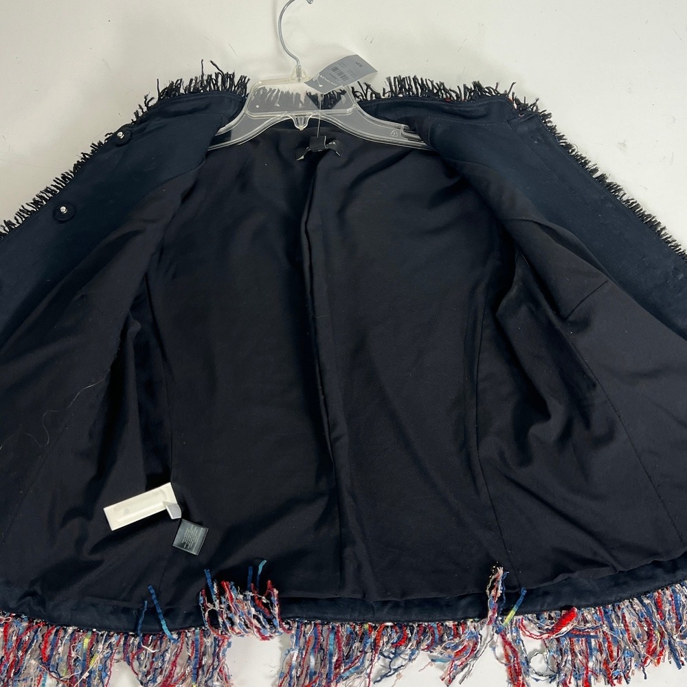 Ann Taylor‎ Multicolor Button Jacket Fringe Fiesta Tweed Small Petite NEW - Picture 4 of 16